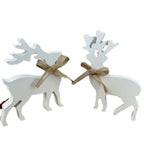 Wooden Reindeer Figurines Handcrafted Intricate Detailing & Neutral Finish
