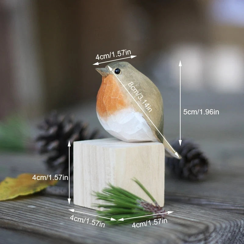 Wooden Robin Figurine Hand-Carved Sustainably Sourced Wood
