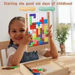 Wooden Stacking Puzzle Natural Wood & Translucent Blocks