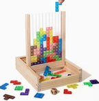 Wooden Stacking Puzzle Natural Wood & Translucent Blocks