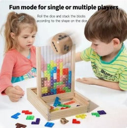Wooden Stacking Puzzle Natural Wood & Translucent Blocks