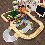 Wooden Train Set 78-Piece Solid Wood & Storage Box
