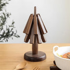 Wooden Trivet Walnut Modular Tree Set Of 3