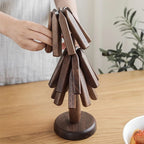Wooden Trivet Walnut Modular Tree Set Of 3