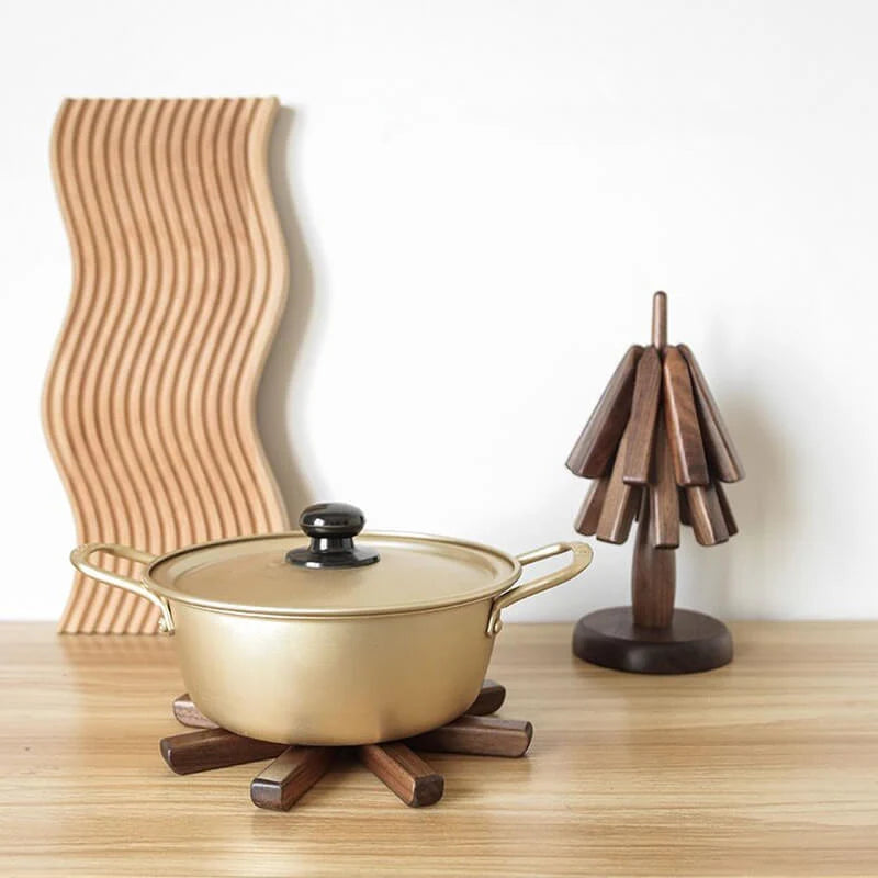 Wooden Trivet Walnut Modular Tree Set Of 3