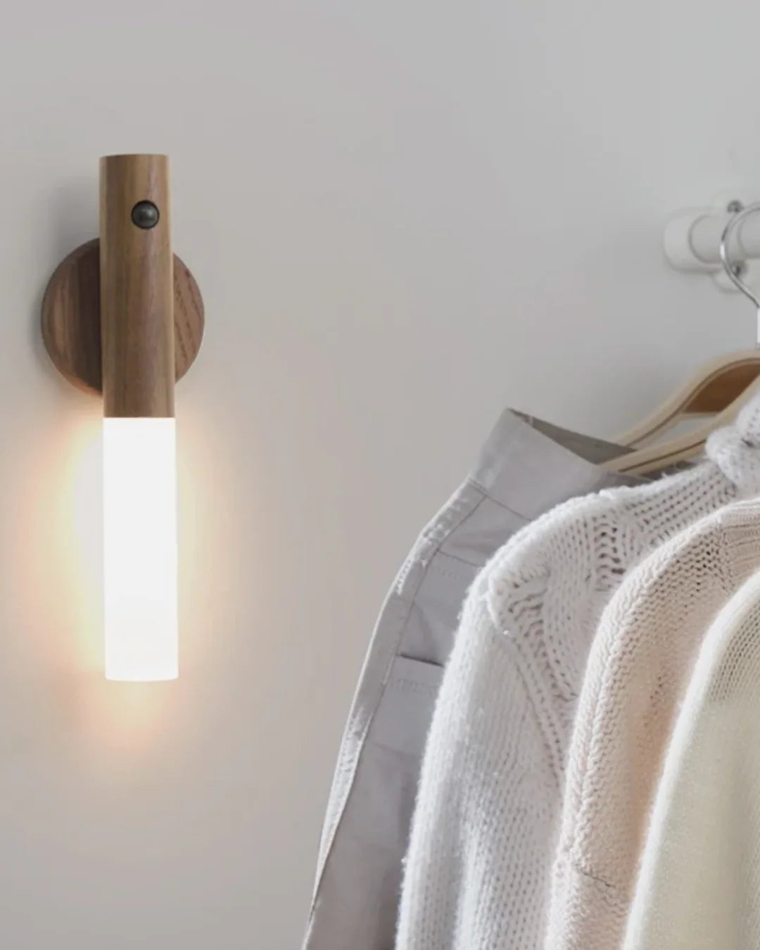 Wooden Wall Lamp Motion Sensor USB Rechargeable Magnetic Mount