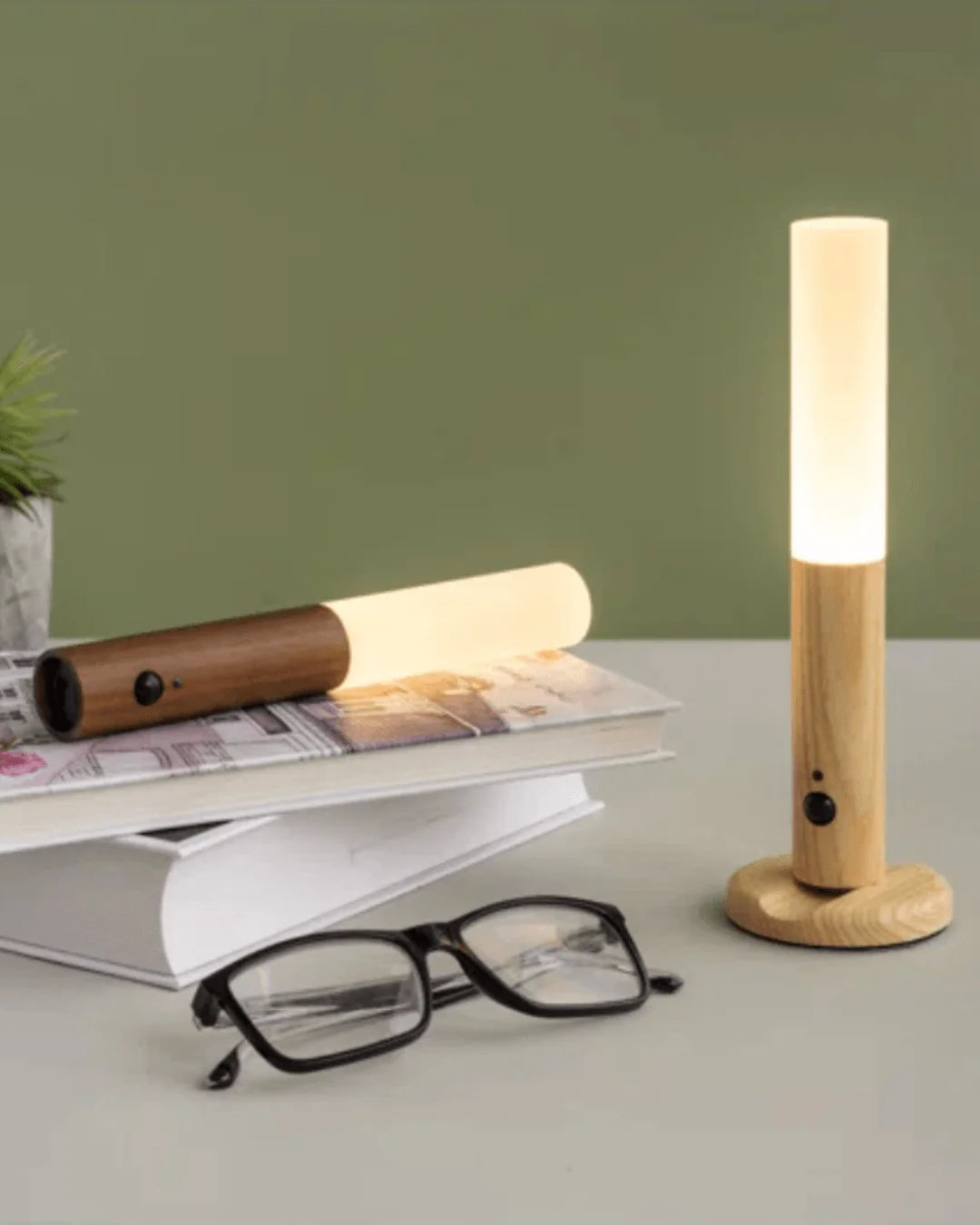 Wooden Wall Lamp Motion Sensor USB Rechargeable Magnetic Mount