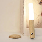 Wooden Wall Lamp Motion Sensor USB Rechargeable Magnetic Mount
