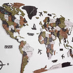 Wooden World Map Wall Art Multi-Layer Engraved