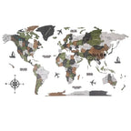 Wooden World Map Wall Art Multi-Layer Engraved