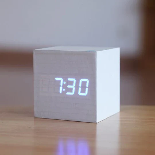Woodgrain Hidden LED Desk Clock (USB/Battery Powered)