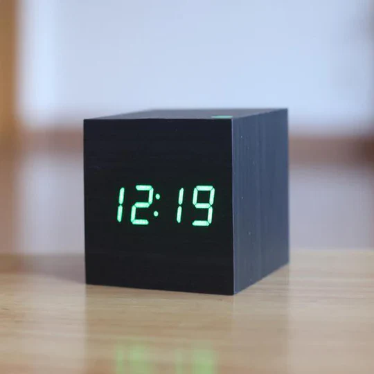 Woodgrain Hidden LED Desk Clock (USB/Battery Powered)