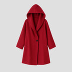 Wool Coat Hooded Loose Fit Side Pockets