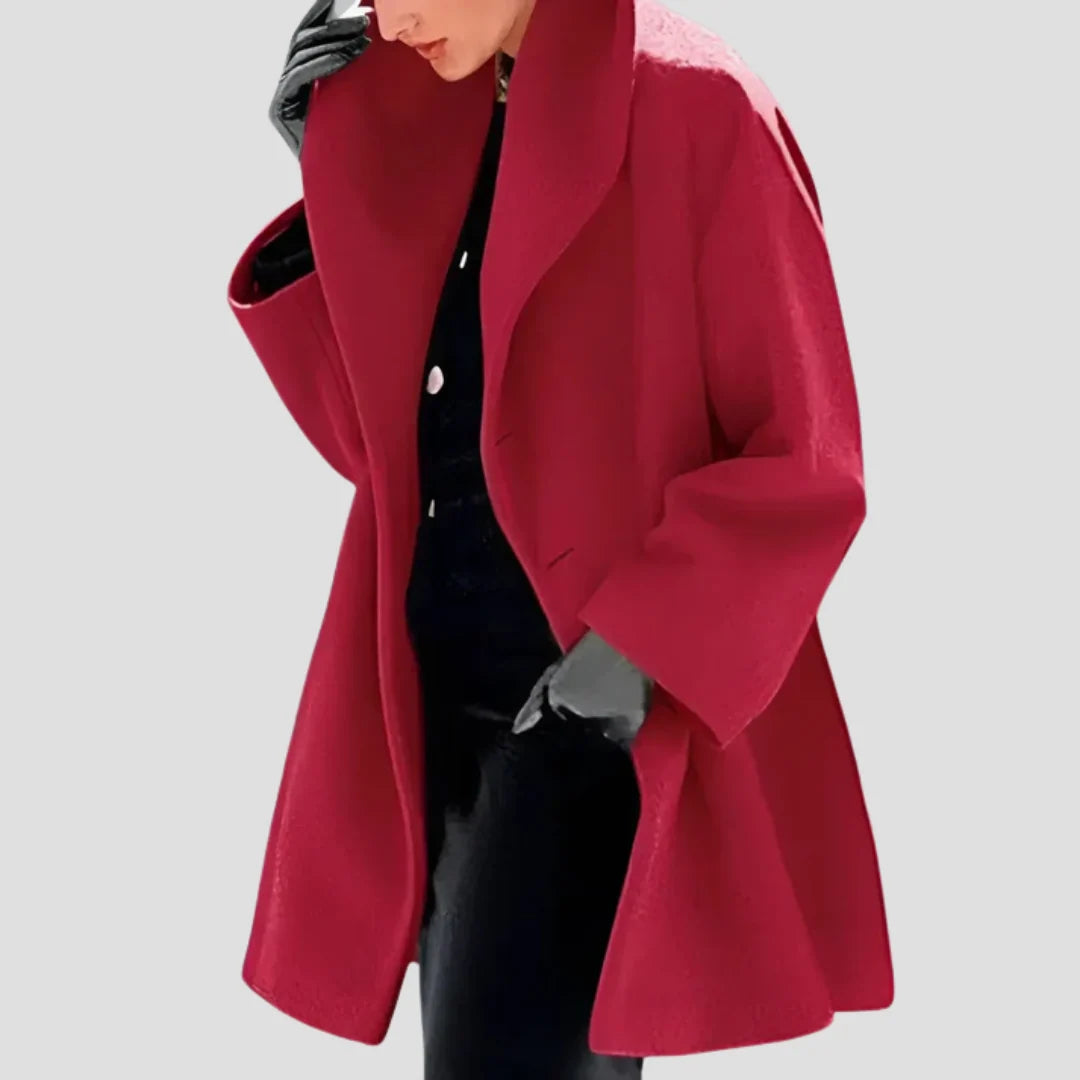 Wool Coat Hooded Loose Fit Side Pockets