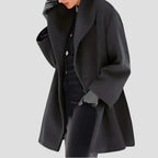 Wool Coat Hooded Loose Fit Side Pockets