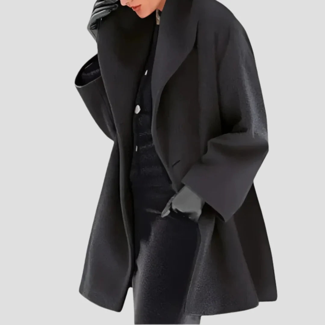 Wool Coat Hooded Loose Fit Side Pockets