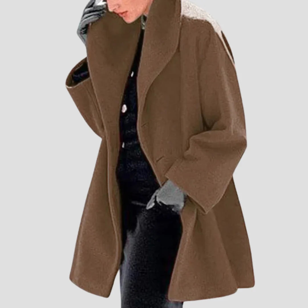 Wool Coat Hooded Loose Fit Side Pockets