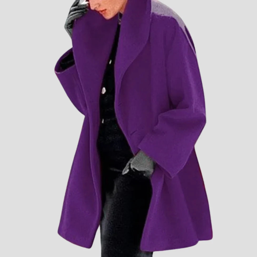 Wool Coat Hooded Loose Fit Side Pockets