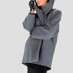 Wool Coat Hooded Loose Fit Side Pockets