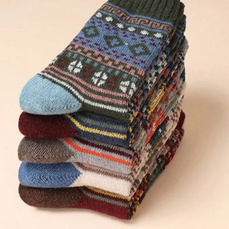 Wool Socks Thermal & Breathable Nordic Pattern