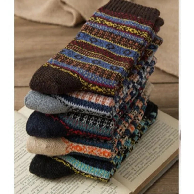 Wool Socks Thermal & Breathable Nordic Pattern