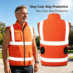 Work Cooling Vest Built-In Fans & 48H Battery