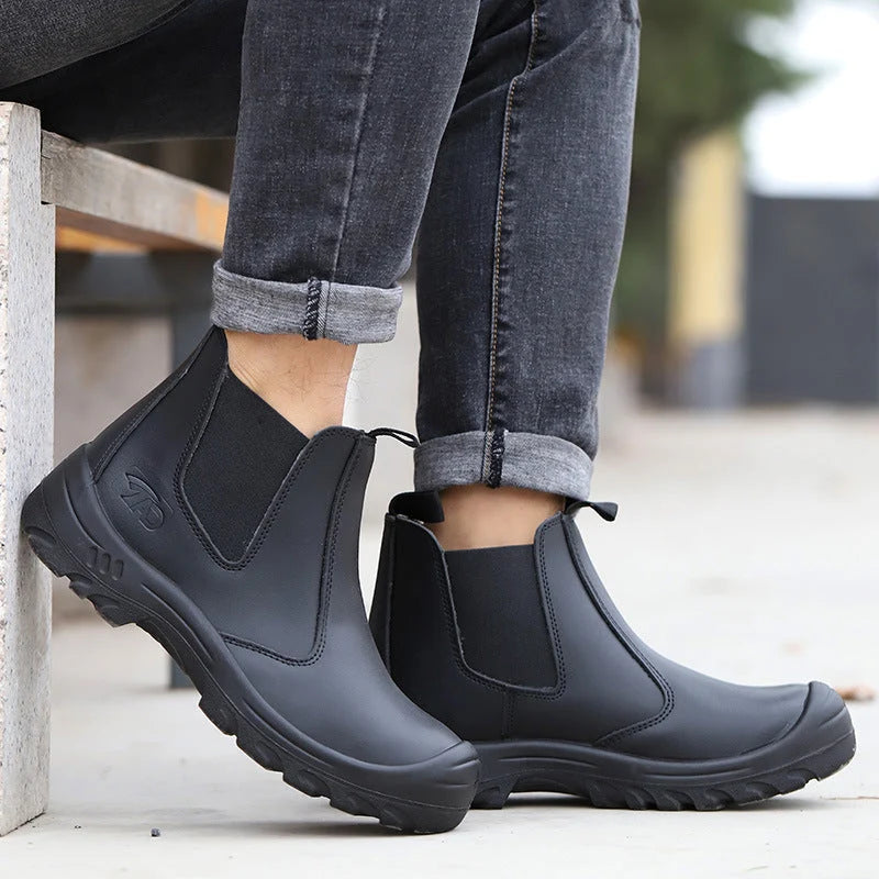 Work Shoes Ergonomic Fit Water-Resistant Leather Anti-Slip Sole