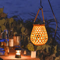 Woven Lantern Solar-Powered USB-C Rechargeable Dusk-To-Dawn Sensor