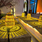 Woven Lantern Solar-Powered USB-C Rechargeable Dusk-To-Dawn Sensor