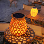 Woven Lantern Solar-Powered USB-C Rechargeable Dusk-To-Dawn Sensor