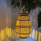 Woven Lantern Solar-Powered USB-C Rechargeable Dusk-To-Dawn Sensor