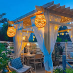 Woven Lantern Solar-Powered USB-C Rechargeable Dusk-To-Dawn Sensor
