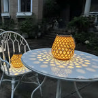 Woven Lantern Solar-Powered USB-C Rechargeable Dusk-To-Dawn Sensor