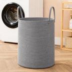 Woven Laundry Basket Braided Cotton Foldable 58L