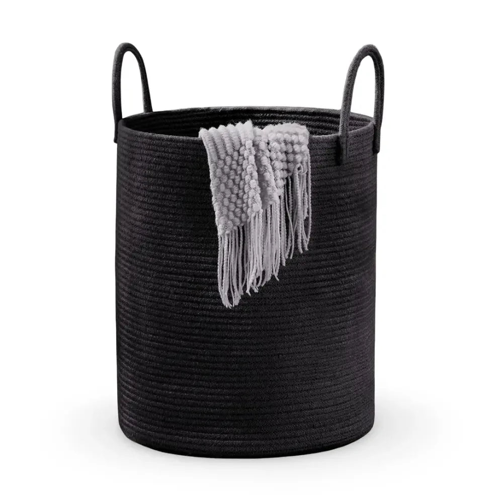 Woven Laundry Basket Braided Cotton Foldable 58L