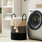 Woven Laundry Basket Braided Cotton Foldable 58L