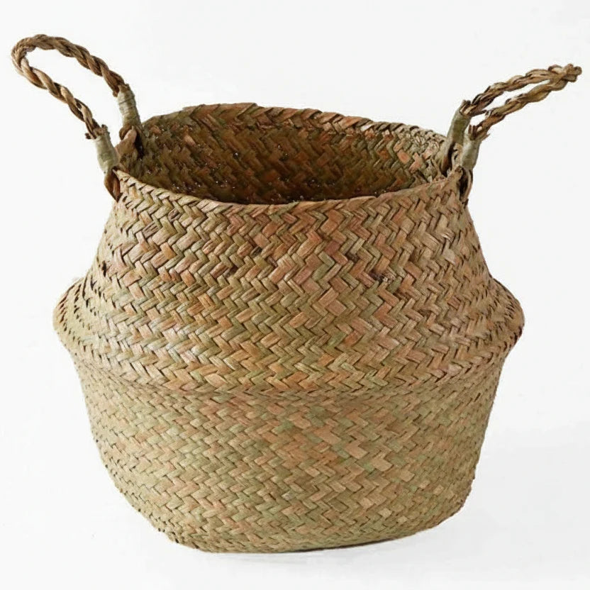 Woven Storage Basket Handwoven Seagrass Foldable