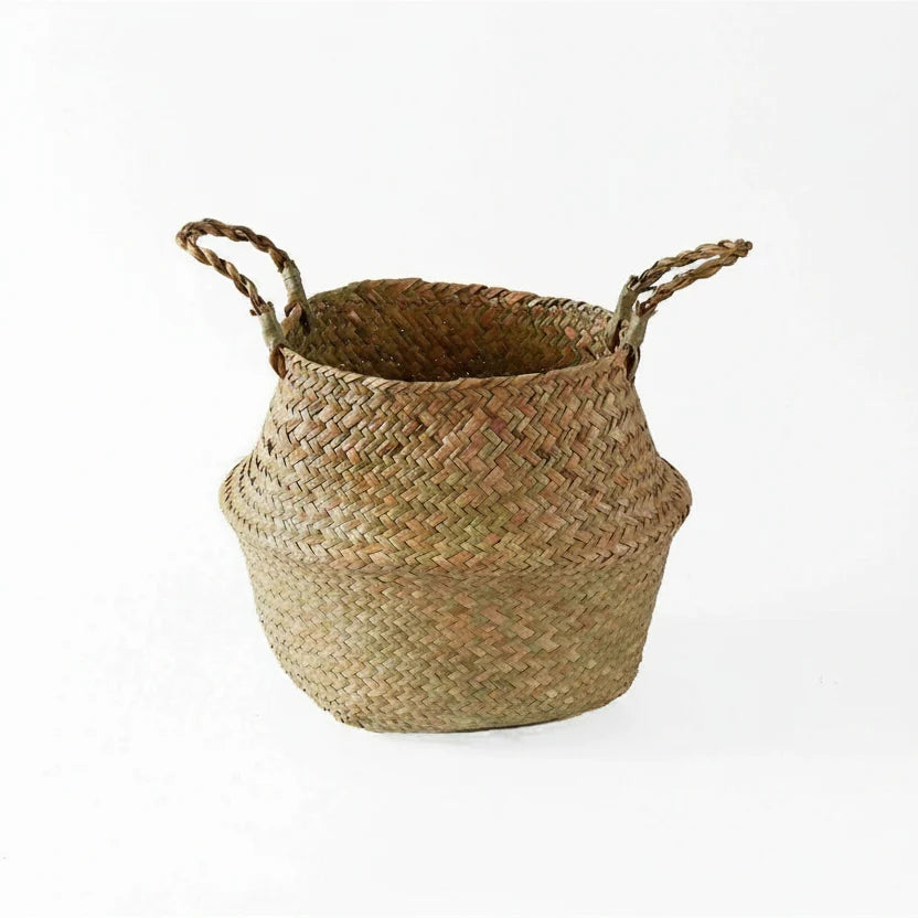 Woven Storage Basket Handwoven Seagrass Foldable