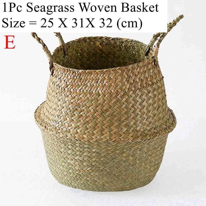 Woven Storage Basket Handwoven Seagrass Foldable