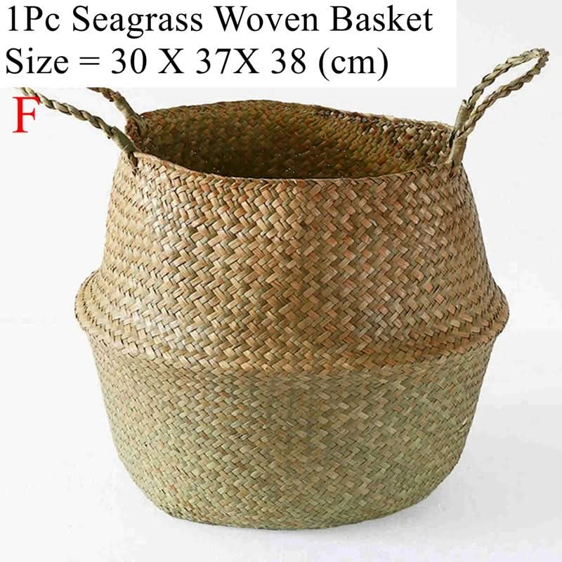 Woven Storage Basket Handwoven Seagrass Foldable