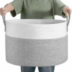 Woven Storage Basket Polyester Machine Washable Sturdy Handles