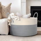 Woven Storage Basket Polyester Machine Washable Sturdy Handles
