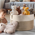Woven Storage Basket Polyester Machine Washable Sturdy Handles