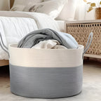 Woven Storage Basket Polyester Machine Washable Sturdy Handles