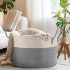 Woven Storage Basket Polyester Machine Washable Sturdy Handles