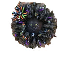 Wreath Black Cat LED Illuminated Battery Operated 40cm