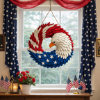 Wreath Eagle-Themed Evergreen 11.8 Inch Indoor & Outdoor