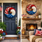 Wreath Eagle-Themed Evergreen 11.8 Inch Indoor & Outdoor