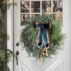 Wreath Faux Evergreen 18 Inch Ribbon & Bells