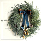 Wreath Faux Evergreen 18 Inch Ribbon & Bells
